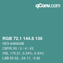 Color code: RGB 72.1 144.8 139 | qconv.com