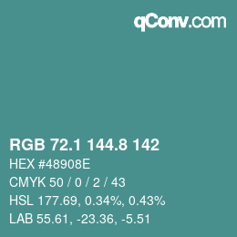 カラーコード: RGB 72.1 144.8 142 | qconv.com