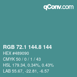 Color code: RGB 72.1 144.8 144 | qconv.com