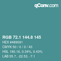 Color code: RGB 72.1 144.8 145 | qconv.com