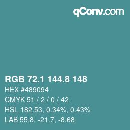 カラーコード: RGB 72.1 144.8 148 | qconv.com