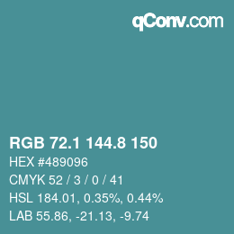 カラーコード: RGB 72.1 144.8 150 | qconv.com