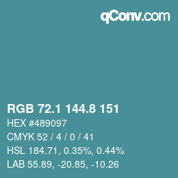 Color code: RGB 72.1 144.8 151 | qconv.com