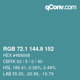 カラーコード: RGB 72.1 144.8 152 | qconv.com