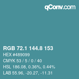 Color code: RGB 72.1 144.8 153 | qconv.com