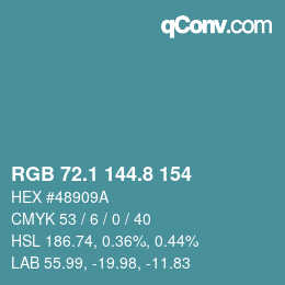 Farbcode: RGB 72.1 144.8 154 | qconv.com