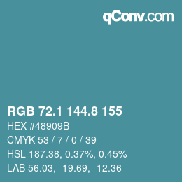 Color code: RGB 72.1 144.8 155 | qconv.com