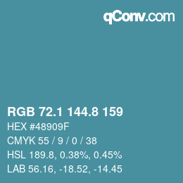 Color code: RGB 72.1 144.8 159 | qconv.com