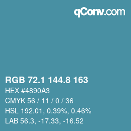 Color code: RGB 72.1 144.8 163 | qconv.com