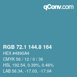 Color code: RGB 72.1 144.8 164 | qconv.com