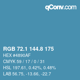 Color code: RGB 72.1 144.8 175 | qconv.com