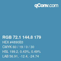 Color code: RGB 72.1 144.8 179 | qconv.com