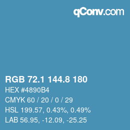 カラーコード: RGB 72.1 144.8 180 | qconv.com