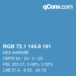 カラーコード: RGB 72.1 144.8 191 | qconv.com