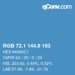 カラーコード: RGB 72.1 144.8 193 | qconv.com