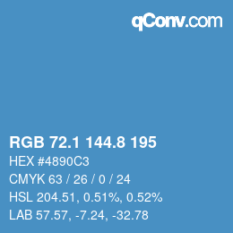 カラーコード: RGB 72.1 144.8 195 | qconv.com