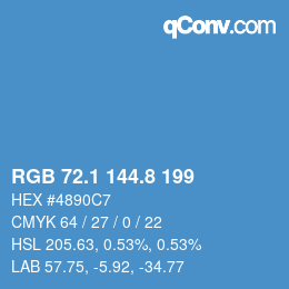 カラーコード: RGB 72.1 144.8 199 | qconv.com