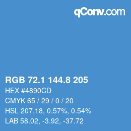 カラーコード: RGB 72.1 144.8 205 | qconv.com