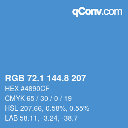 カラーコード: RGB 72.1 144.8 207 | qconv.com