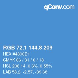 カラーコード: RGB 72.1 144.8 209 | qconv.com