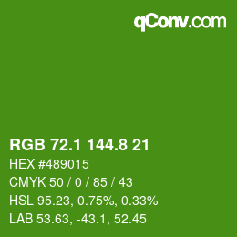 カラーコード: RGB 72.1 144.8 21 | qconv.com