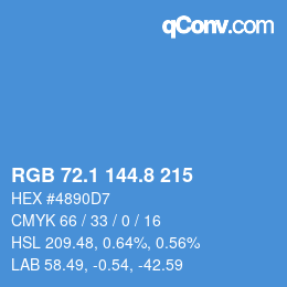 カラーコード: RGB 72.1 144.8 215 | qconv.com