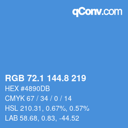 カラーコード: RGB 72.1 144.8 219 | qconv.com