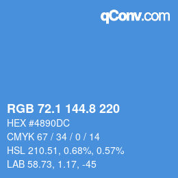 カラーコード: RGB 72.1 144.8 220 | qconv.com