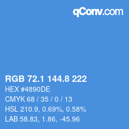 Color code: RGB 72.1 144.8 222 | qconv.com