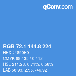 カラーコード: RGB 72.1 144.8 224 | qconv.com