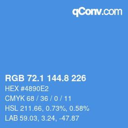 カラーコード: RGB 72.1 144.8 226 | qconv.com