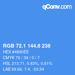 カラーコード: RGB 72.1 144.8 238 | qconv.com