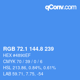 Farbcode: RGB 72.1 144.8 239 | qconv.com