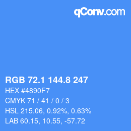 カラーコード: RGB 72.1 144.8 247 | qconv.com