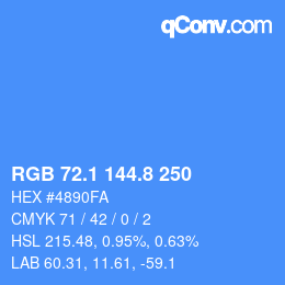 Color code: RGB 72.1 144.8 250 | qconv.com