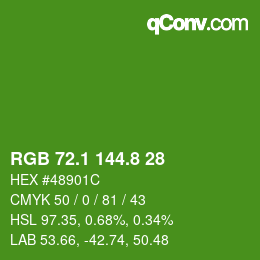 カラーコード: RGB 72.1 144.8 28 | qconv.com
