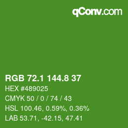 カラーコード: RGB 72.1 144.8 37 | qconv.com
