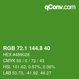 カラーコード: RGB 72.1 144.8 40 | qconv.com
