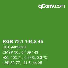 カラーコード: RGB 72.1 144.8 45 | qconv.com