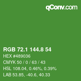 カラーコード: RGB 72.1 144.8 54 | qconv.com