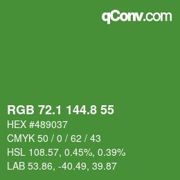 カラーコード: RGB 72.1 144.8 55 | qconv.com