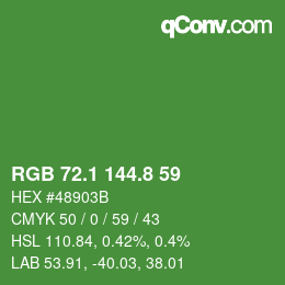 カラーコード: RGB 72.1 144.8 59 | qconv.com
