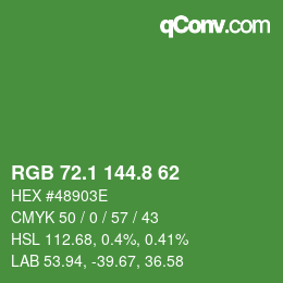 カラーコード: RGB 72.1 144.8 62 | qconv.com