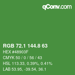 カラーコード: RGB 72.1 144.8 63 | qconv.com