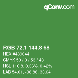 カラーコード: RGB 72.1 144.8 68 | qconv.com