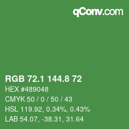 カラーコード: RGB 72.1 144.8 72 | qconv.com