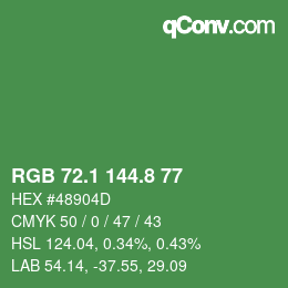 カラーコード: RGB 72.1 144.8 77 | qconv.com