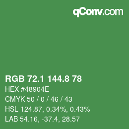 カラーコード: RGB 72.1 144.8 78 | qconv.com
