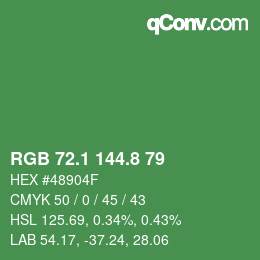カラーコード: RGB 72.1 144.8 79 | qconv.com