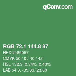 カラーコード: RGB 72.1 144.8 87 | qconv.com